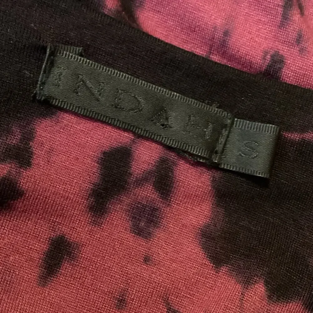 Indah Burgundy Black Tie Dye Slinky Full Length Wrap Maxi Dress S